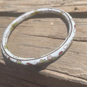 Vintage cloisonné White enamel flower bracelet